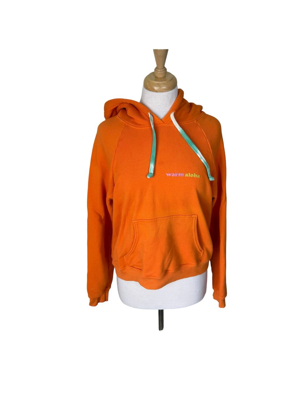 WARM "Warm Aloha" Orange Hoodie Sweatshirt 100% Cotton Size Medium